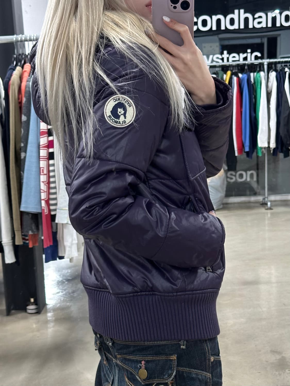 히스테릭 글래머 나일론 다운 자켓 퍼플 상품이미지2