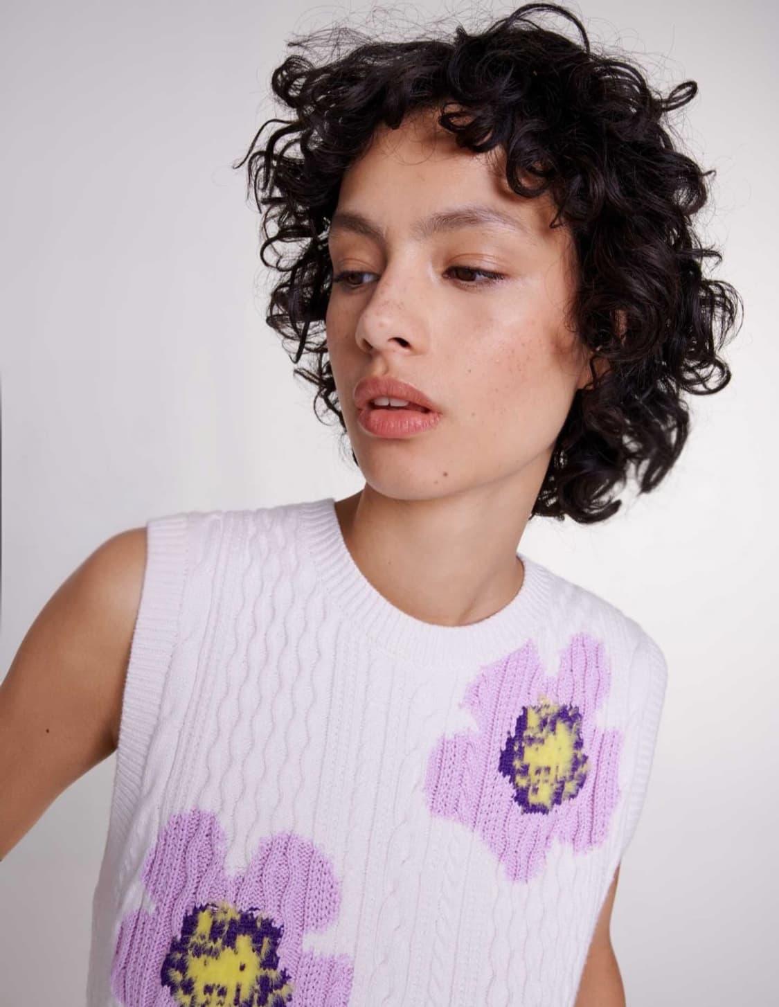 마쥬 플로럴 케이블 니트 베스트 1사이즈 상품이미지3