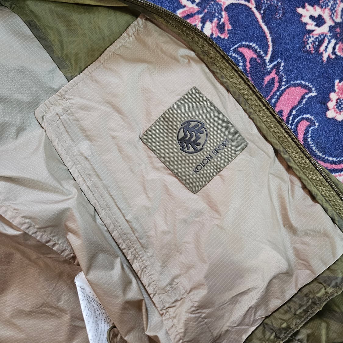 코오롱(KOLON) 카키 컬러 배색 경량 바람막이 90size 상품이미지7