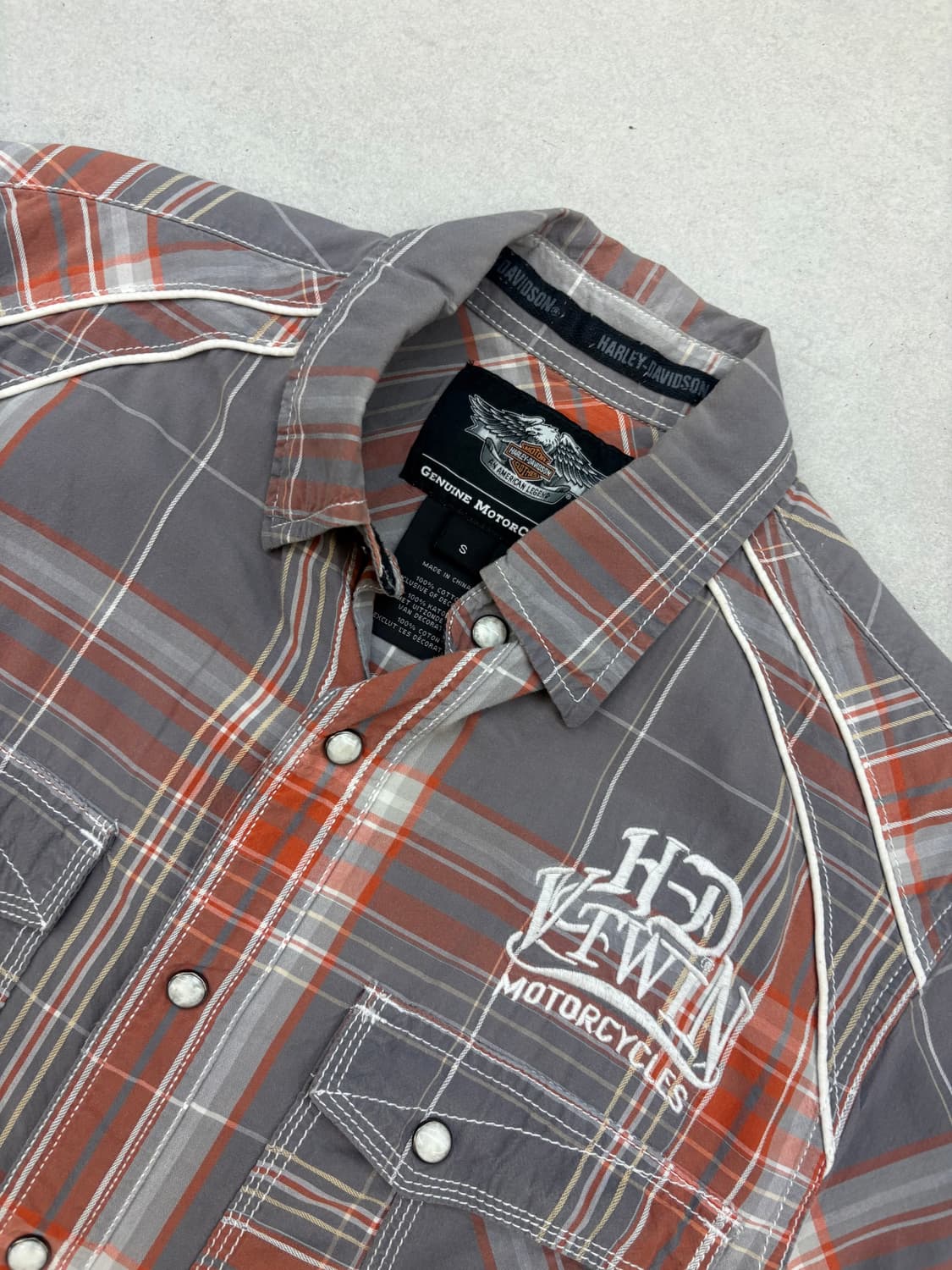 할리데이비슨 반팔 체크 카라 셔츠 상품이미지6