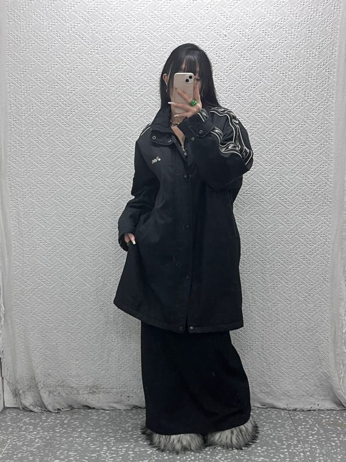 아식스 올드스쿨 사이드로고 바람막이 롱패딩 100 C08131 상품이미지2