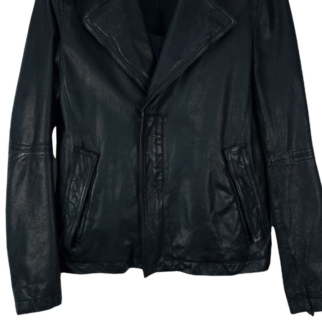 [빈티지] 고딕 고트 스킨 염소 가죽 슬림핏 레더 자켓 블랙 M17355 상품이미지5