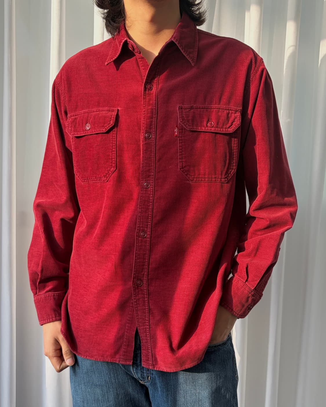 [M]리바이스 Levi's 버건디 코듀로이 셔츠 상품이미지1