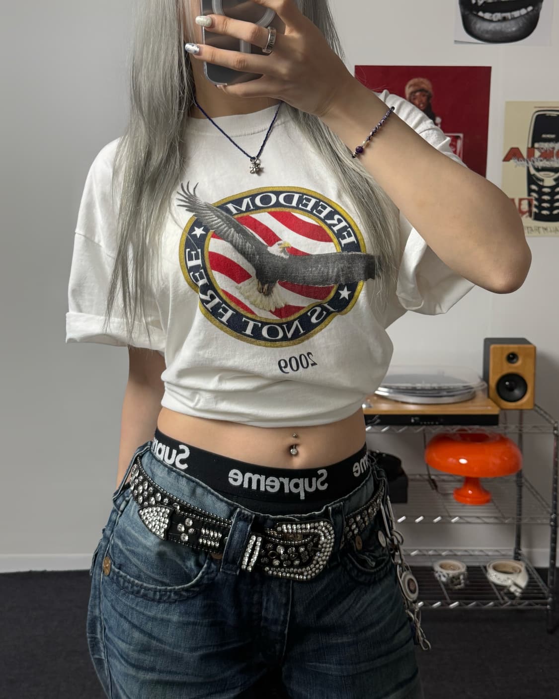 M&O KNIT 00s 아메리칸 이글 그래픽 반팔 티셔츠 상품이미지1