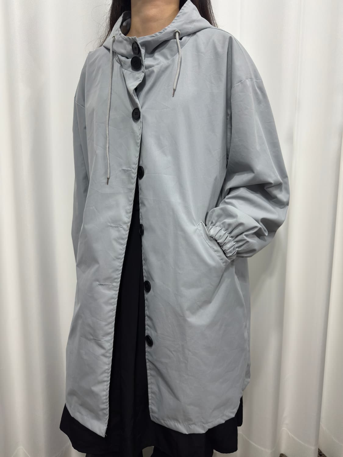 soft blue hood button coat 상품이미지1