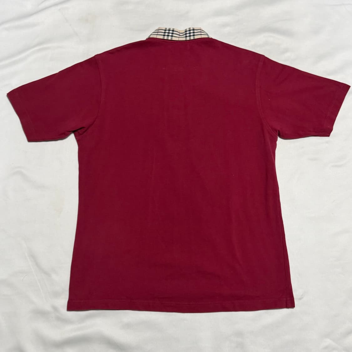 XL 버버리 노바체크 카라 버건디 반팔티 상품이미지3