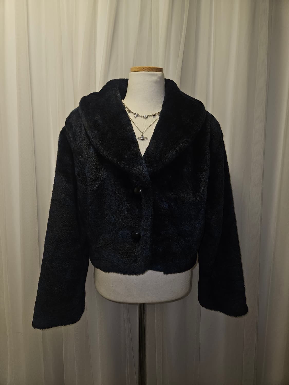 빈티지 다크 네이비 공겜여주 히메 퍼자켓 상품이미지3