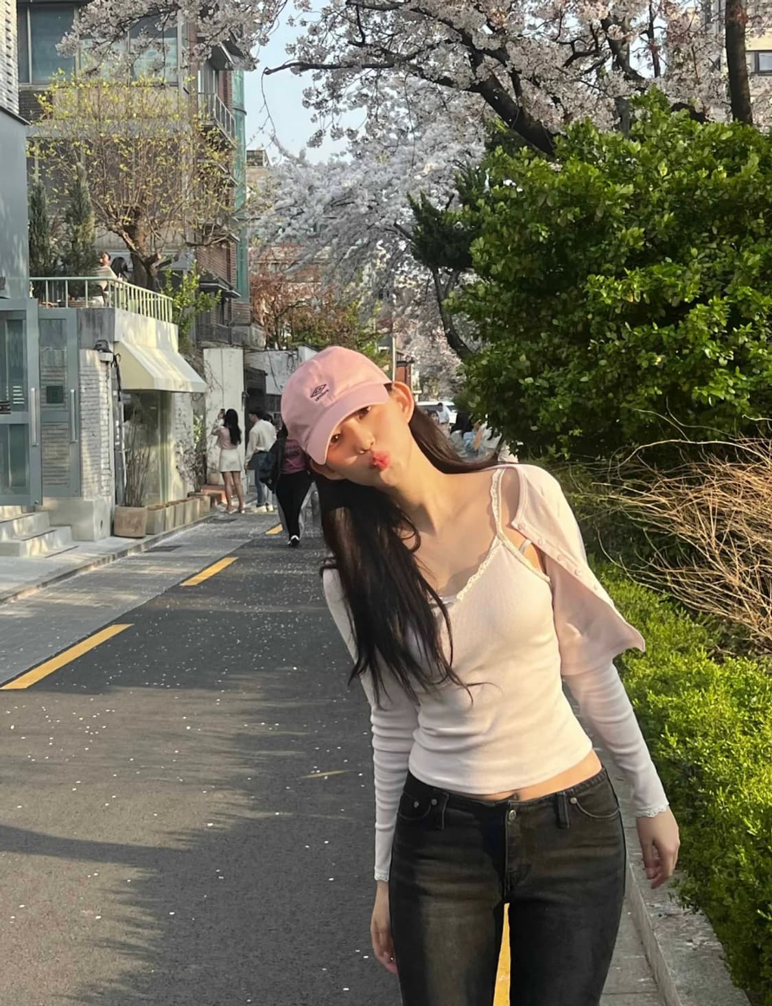 당일배송) 제니오 리즈 레이스 슬리브리스 나시 핑크 상품이미지1