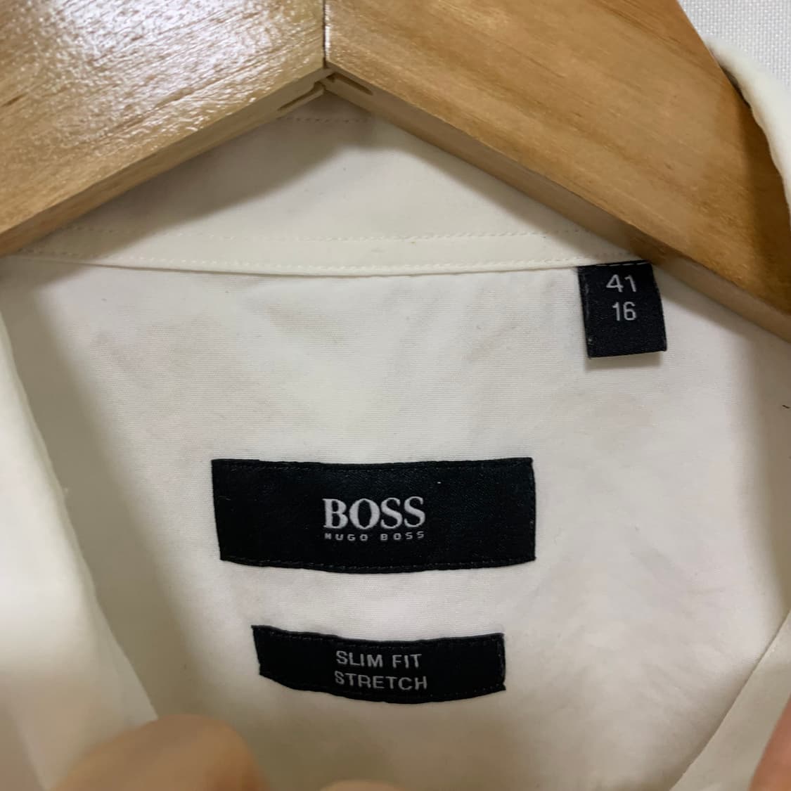 휴고보스 빈티지 아이보리 슬림핏 긴팔 셔츠 41사이즈 남녀공용 상품이미지7