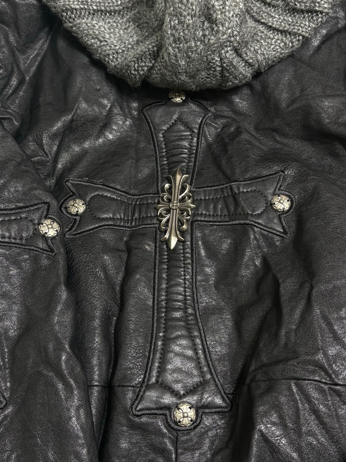 고딕 크롬하츠깔 레더자켓 상품이미지5