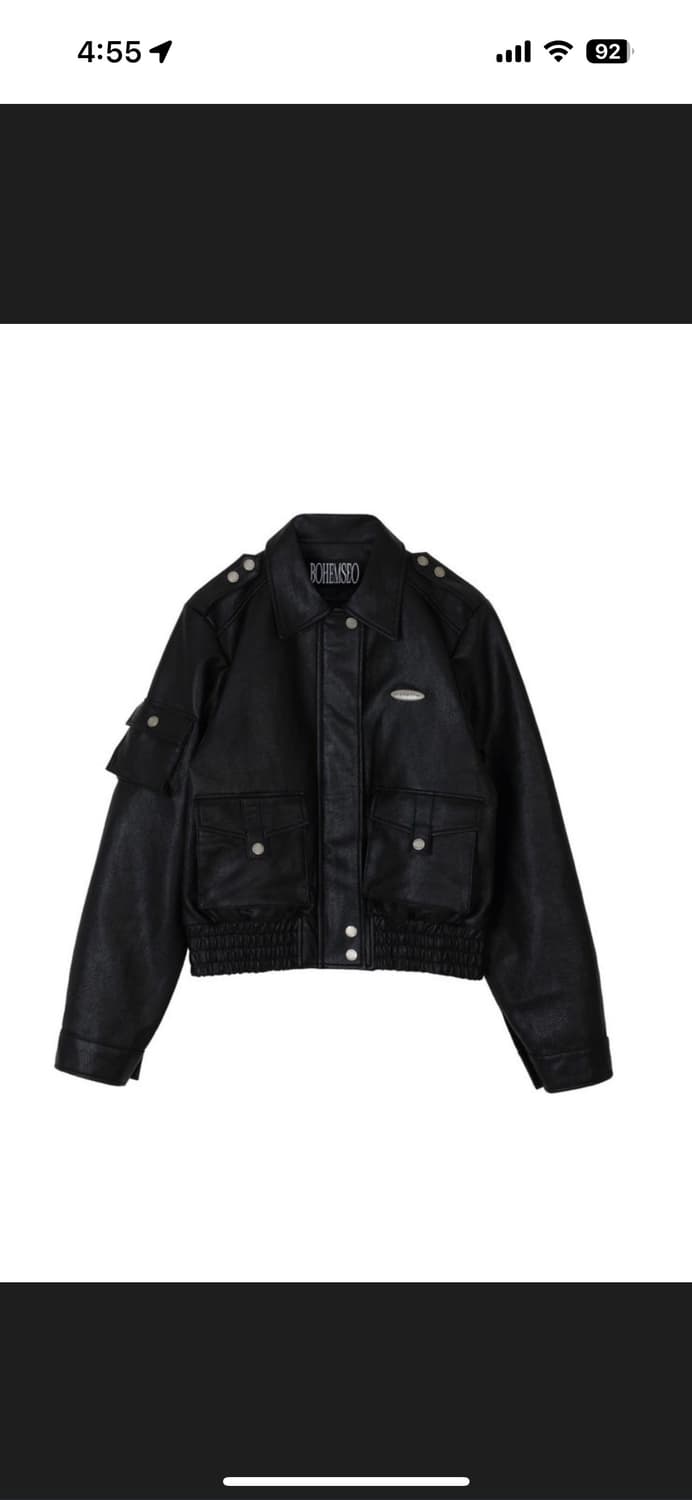 보헴서 봄버 레더자켓 블랙 상품이미지1