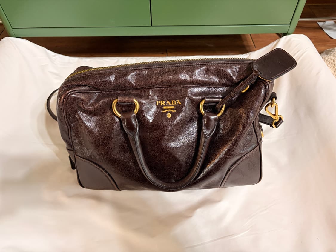 프라다 비텔로 샤인 토트백 겸 숄더백 브라운 상품이미지2