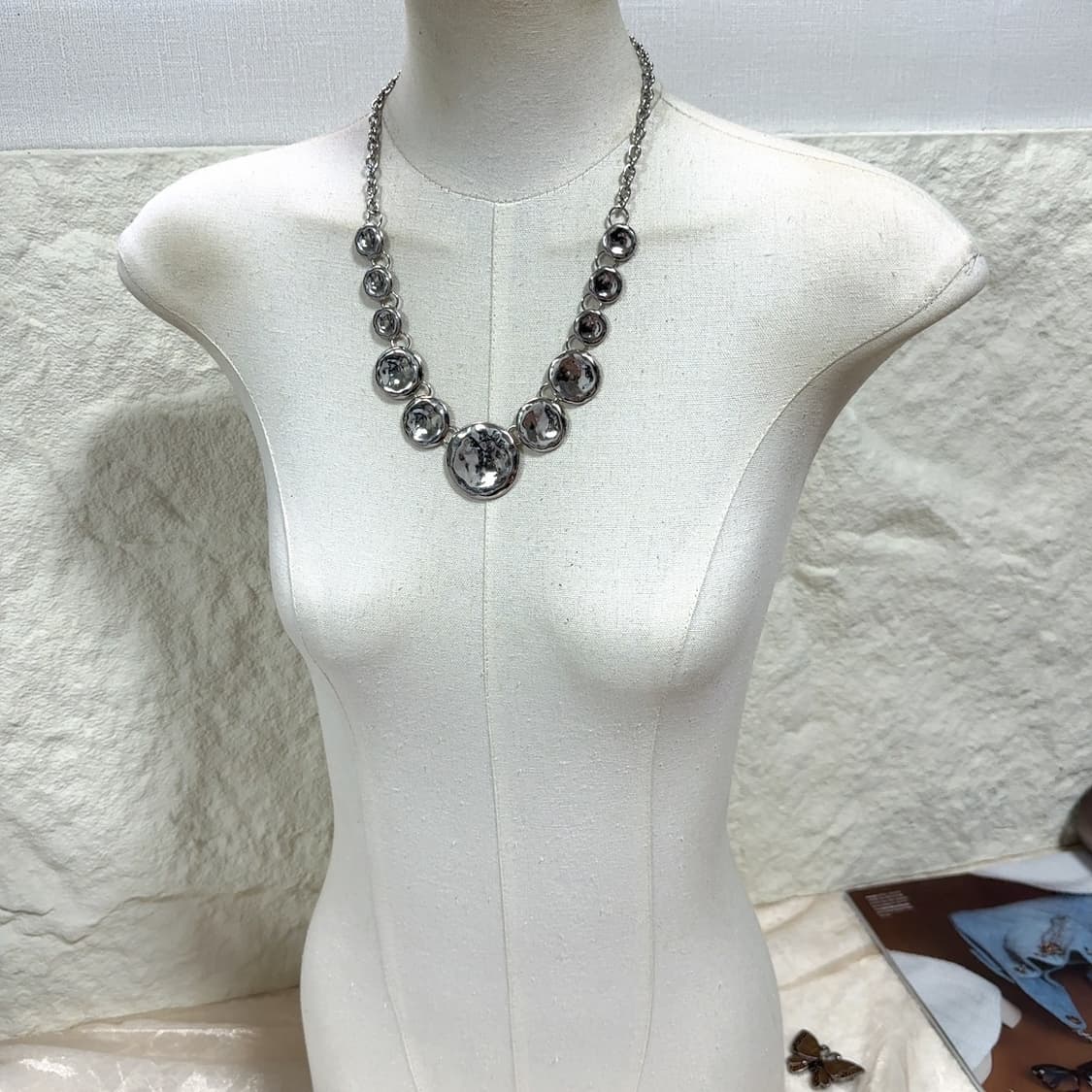 빈티지 해머링 미러 메탈 목걸이 상품이미지1