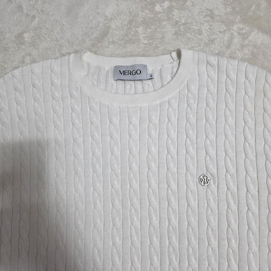 (XL)메르고 케이블 라운드넥 반팔 니트  상품이미지3