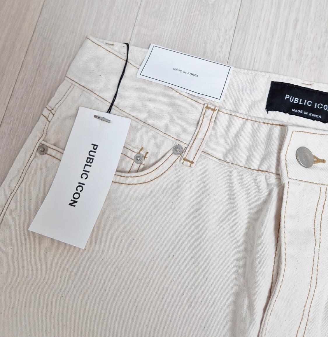 (새상품) 퍼블릭아이콘 크림진 데님팬츠 상품이미지3