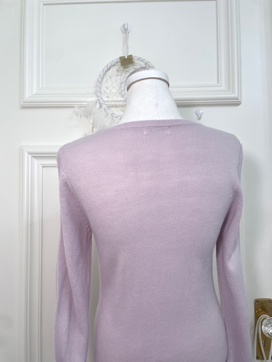 pink lavender neck beads point slim knit 상품이미지4