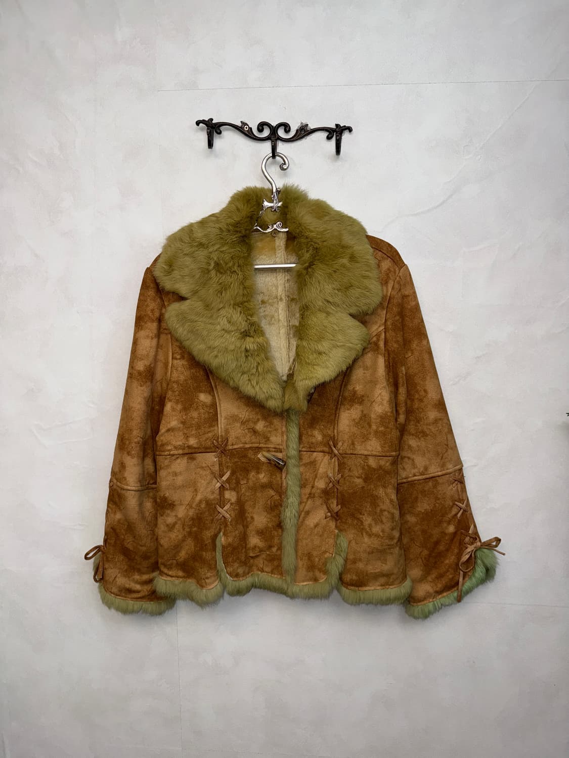 Brown tie dye rabbit fur laceup mustang 상품이미지1