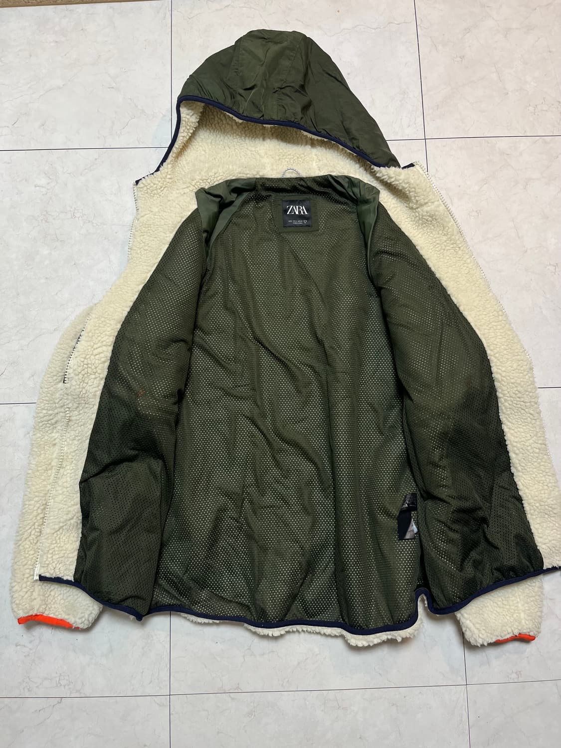 자라 Zara dnwr 블록 컬러 플리스 후드 집업 자켓 L 상품이미지3