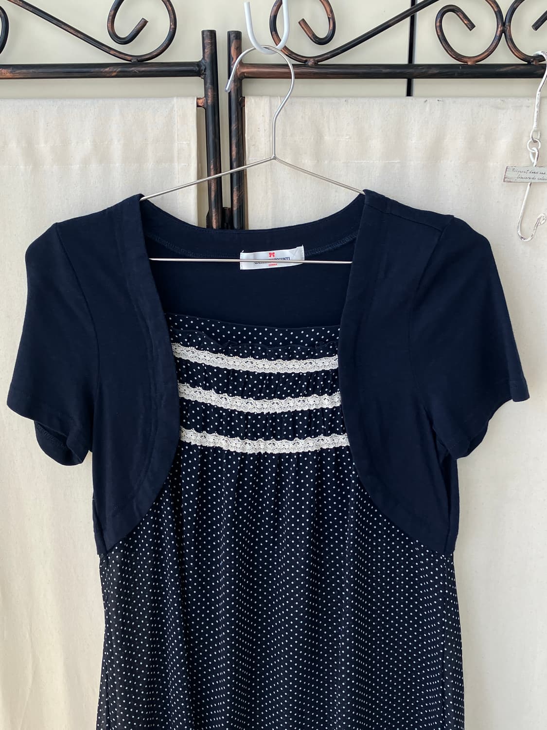 mori layered dot crochet shirring blouse 상품이미지9