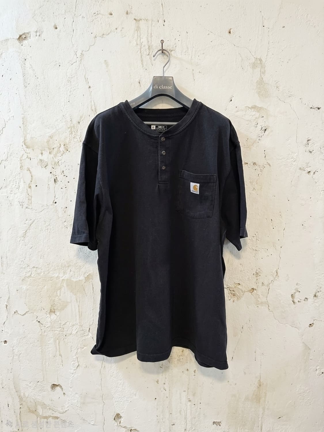 칼하트 블랙 포켓 반팔 루즈핏 헨리넥 티셔츠 XL 상품이미지1