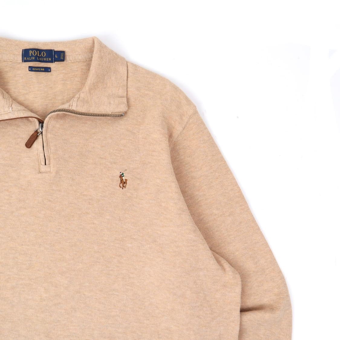 폴로 랄프로렌 베이지 하프집업 에스테이트 리브 니트 상품이미지3