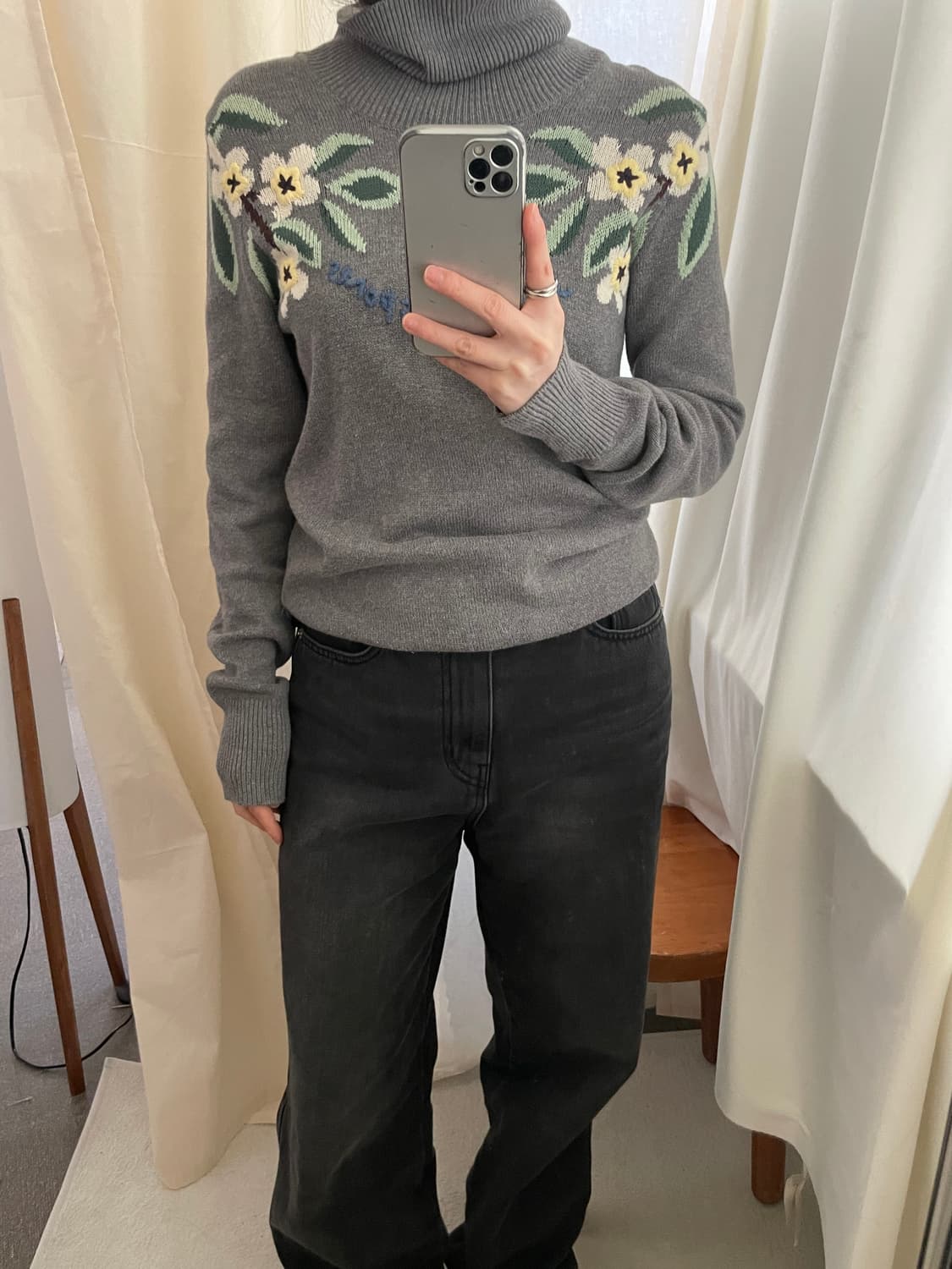 vintage flower embroidered knit 상품이미지8