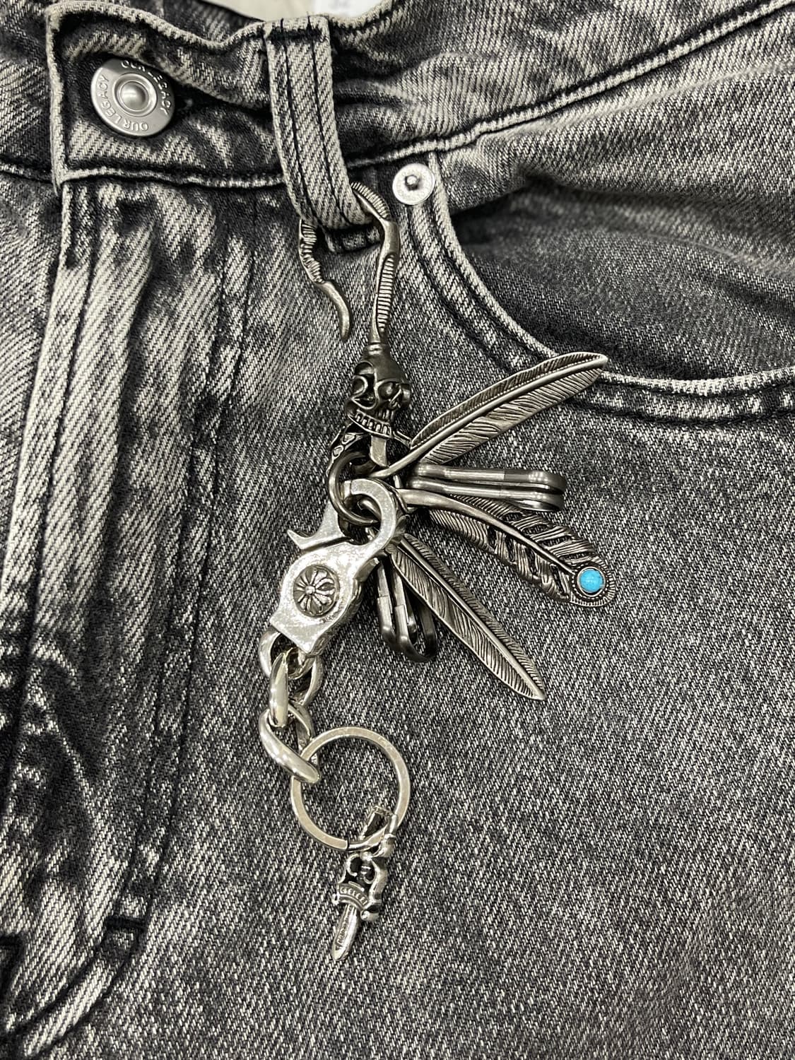 빈티지 스컬 페더 키링세트 상품이미지1