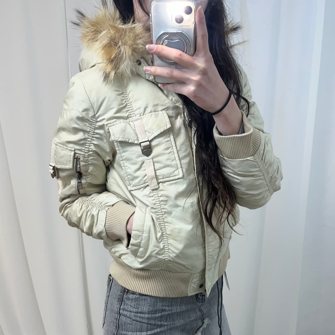 Y2K 울프죠 셔링 패딩 상품이미지2