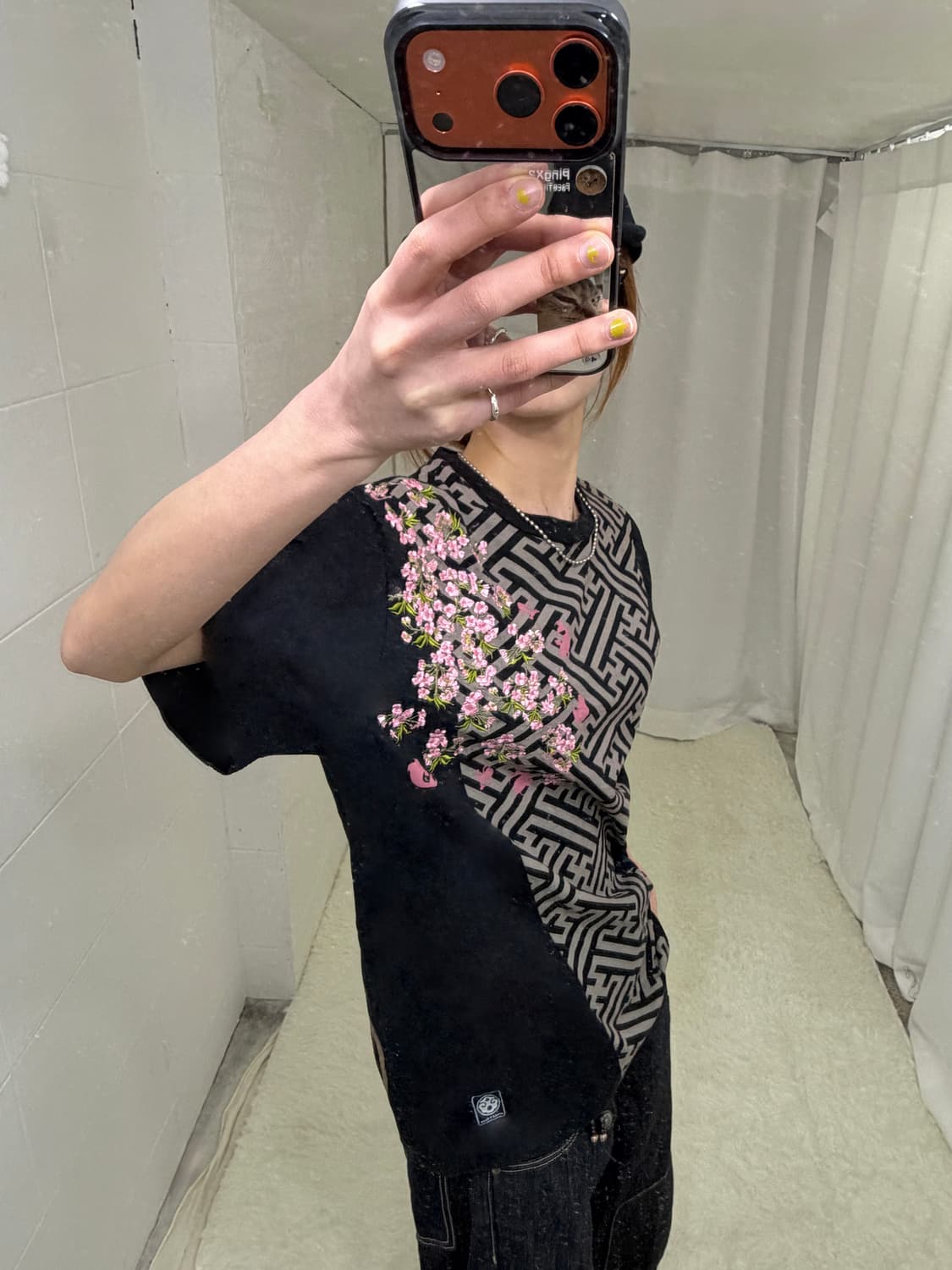 고쿠 오리엔탈 프린팅 자수 반팔 티셔츠 상품이미지1