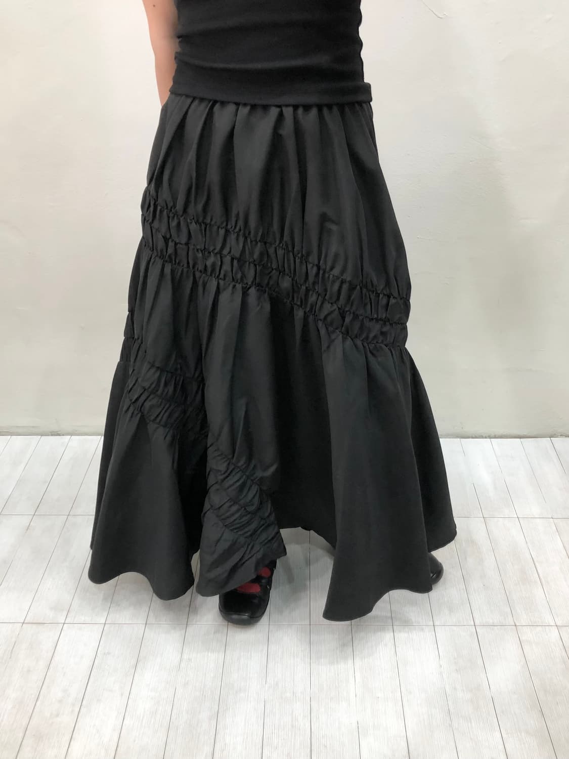 black shirring long skirt 상품이미지5