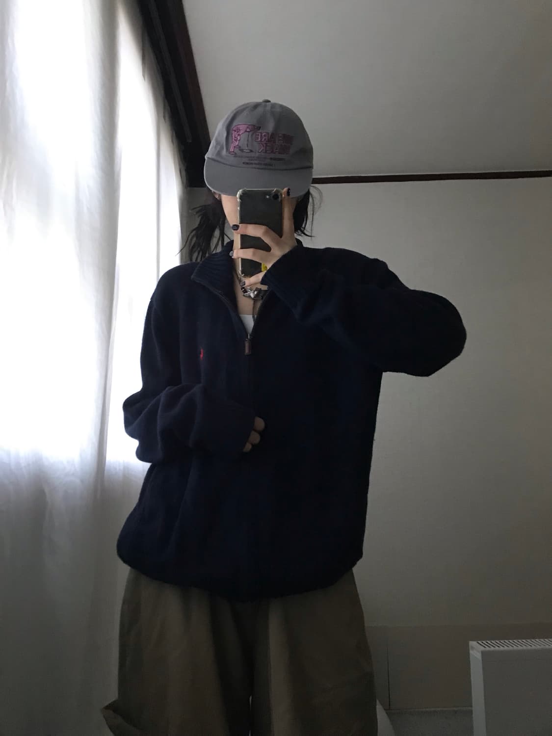 폴로 네이비 오버핏 니트집업 상품이미지7