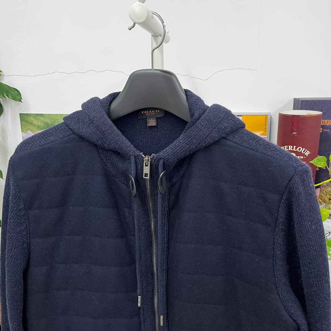 코치 엘보우 패치 후드 집업 울자켓 L 상품이미지2