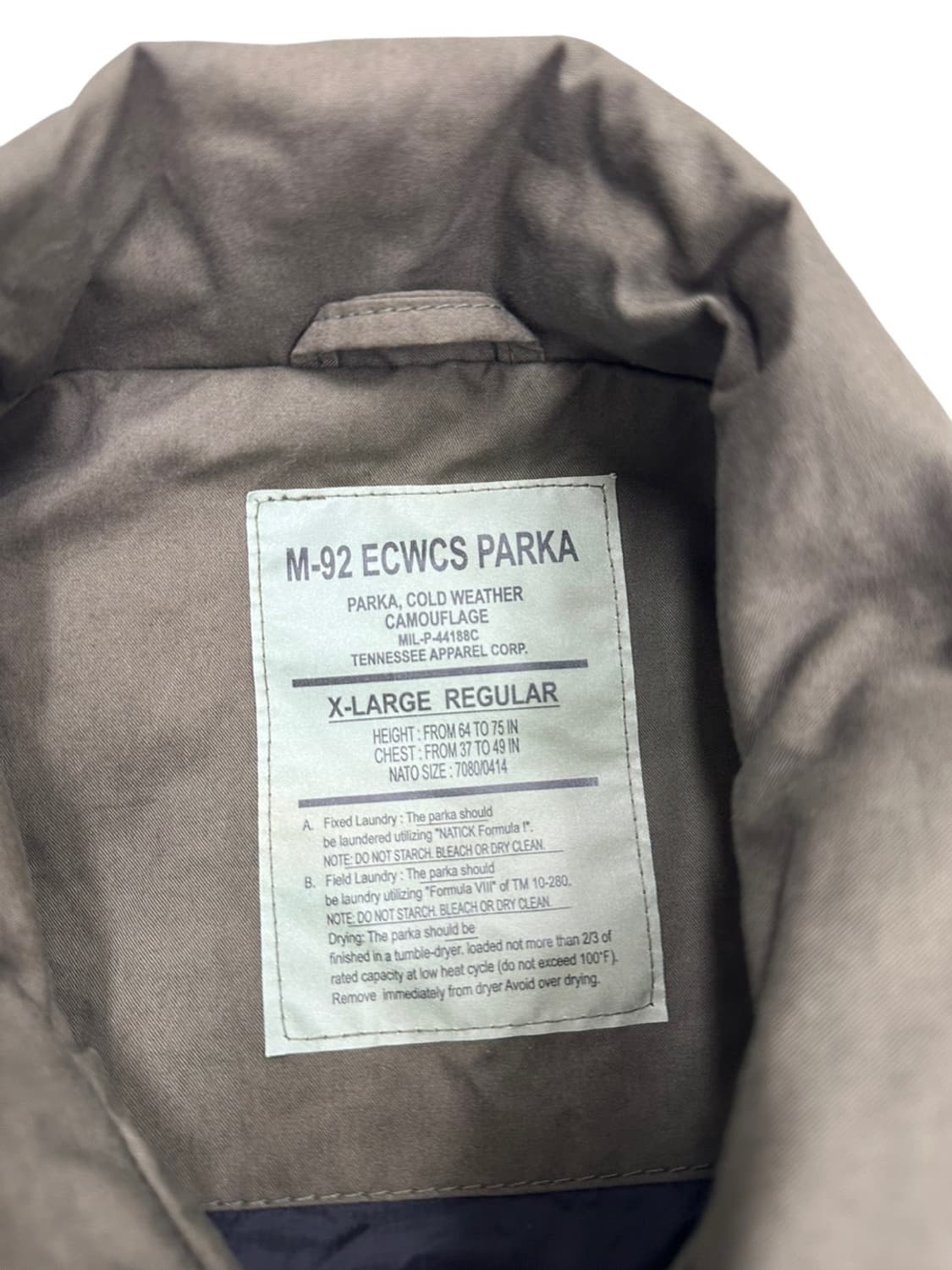 ECWCS M-92 밀리터리 필드자켓 카키 (XL)  상품이미지8