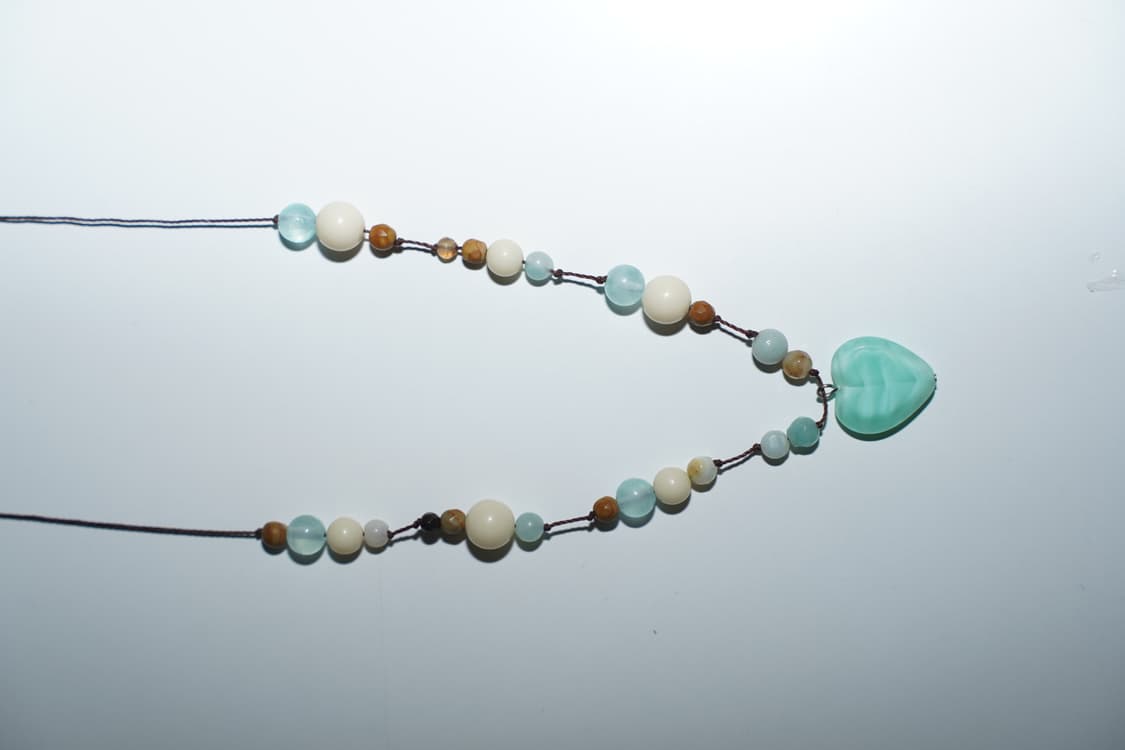 Mint heart 2 necklace 민트 하트투 비즈 목걸이 상품이미지3