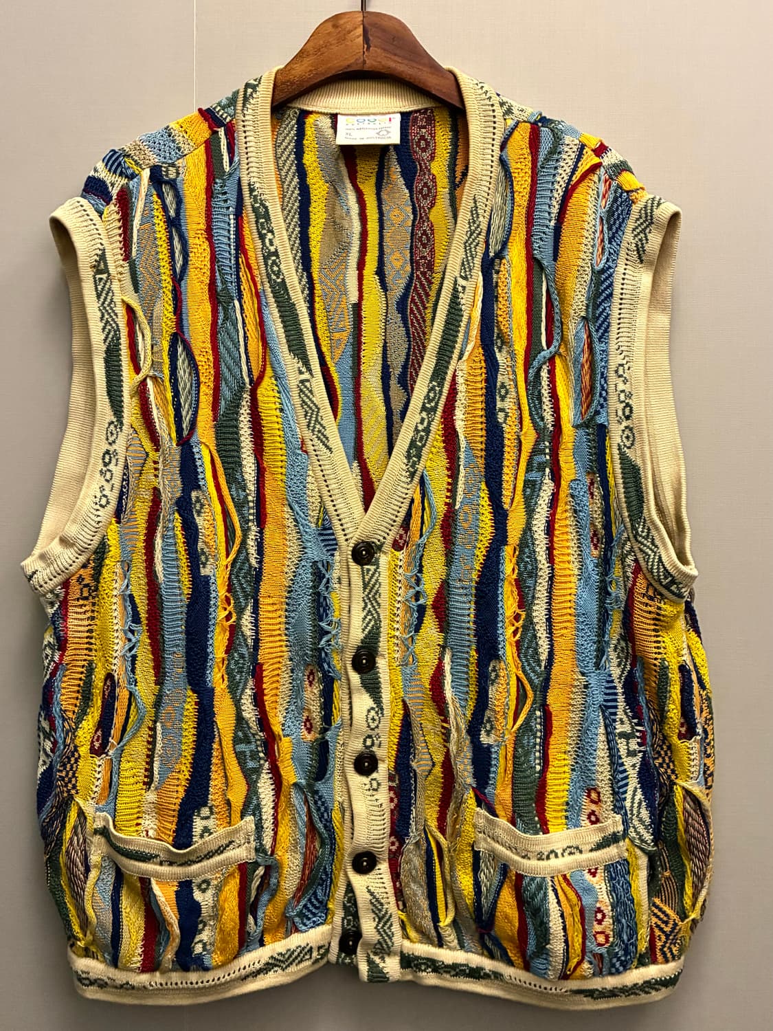 (XL)Coogi 쿠지 3D 에스닉 웨스턴 케이블 니트베스트 조끼 상품이미지2