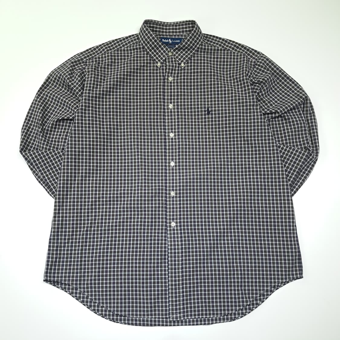 CK137 2XL 폴로 90s 홍콩판 모던 블랙워치 타탄체크 셔츠 상품이미지1