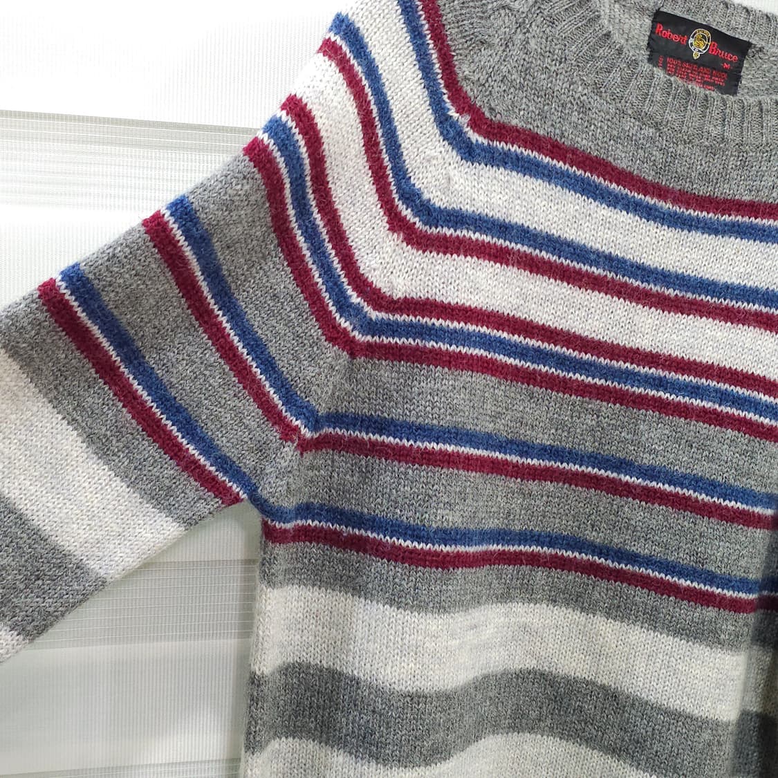 80s ROBERT BRUCE 스트라이프 니트 스웨터- M 상품이미지4