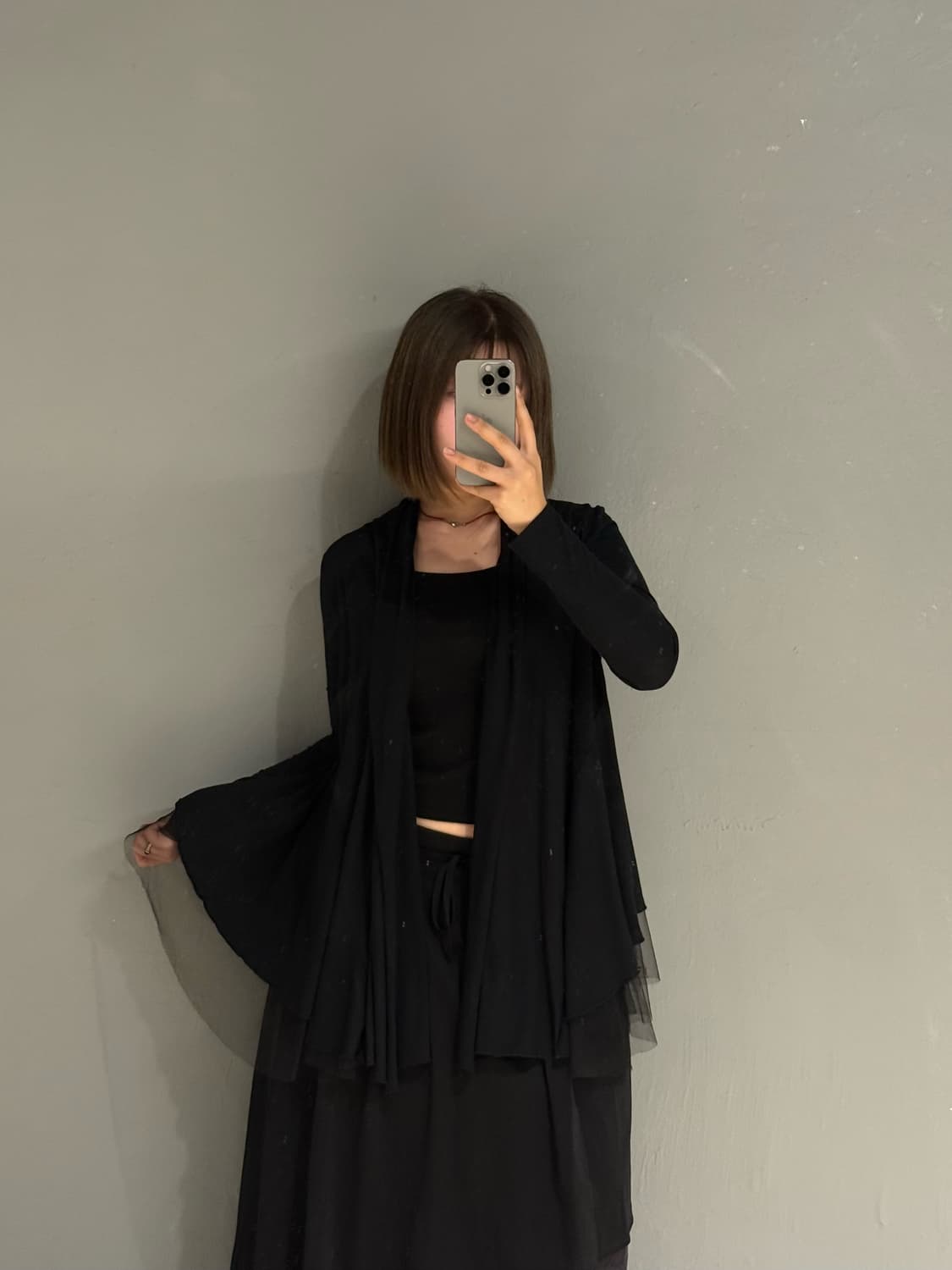 tulle layered drape collar cardign 상품이미지1