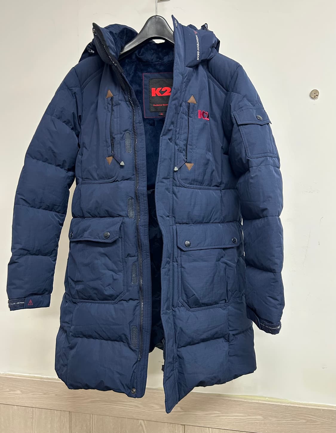 K2 네이비 여성 덕다운 롱패딩 점퍼 상품이미지2