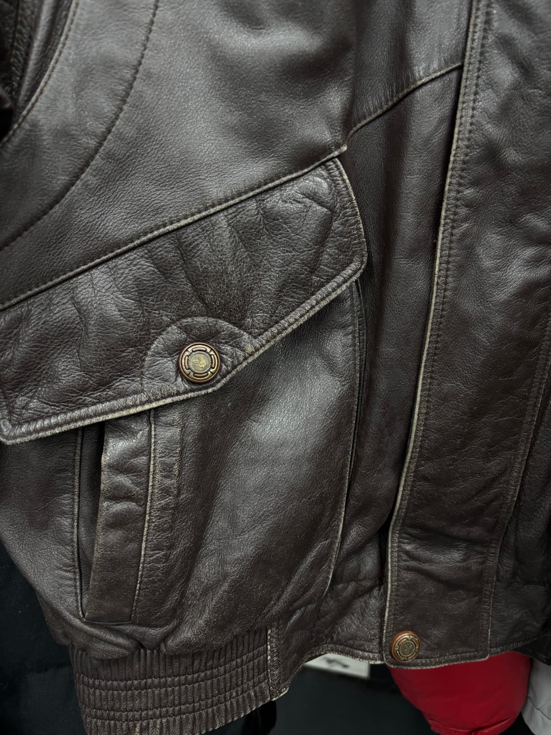 플레이보이 드럼다이 레더 히이넥 봄버 자켓 상품이미지9