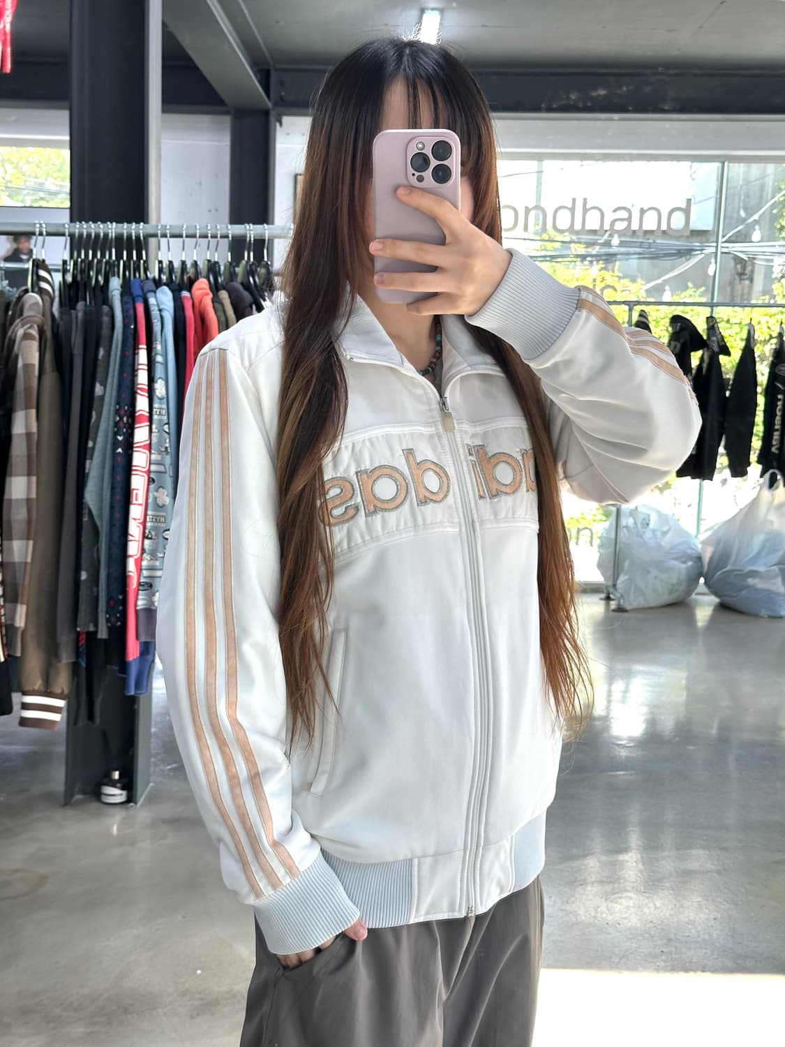 아디다스 Y2k 화이트피치 타이다이트랙 누빔점퍼 상품이미지1
