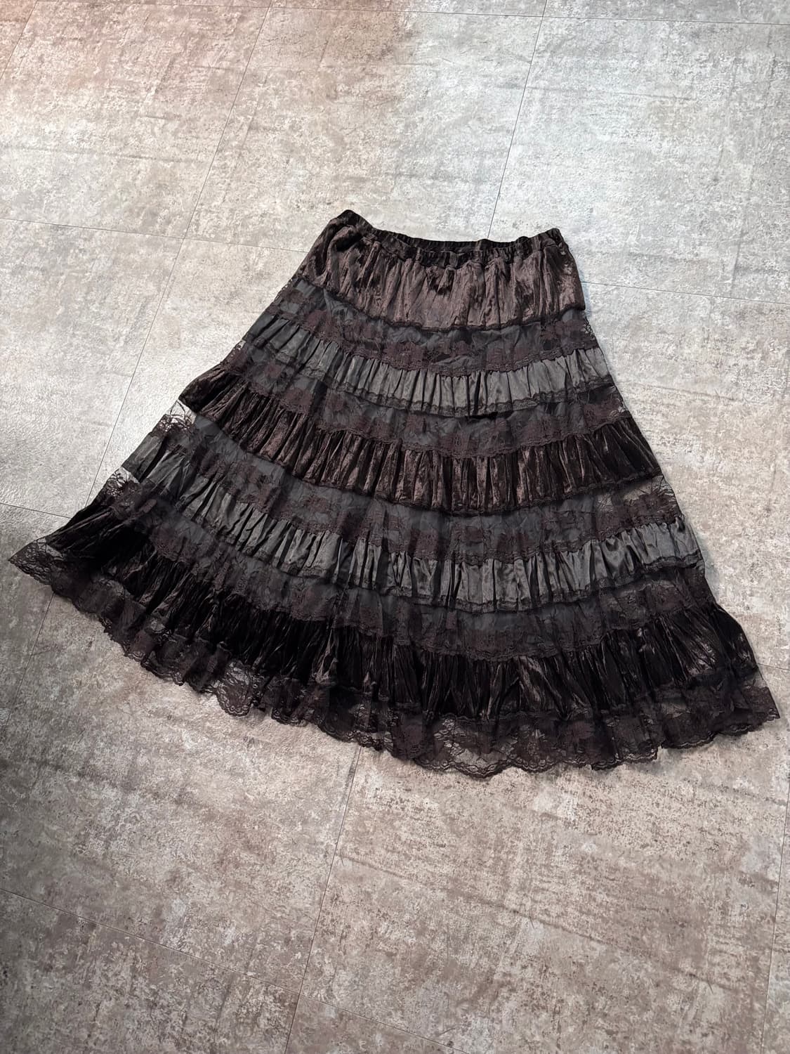 벨벳 레이스 패치 롱 스커트 상품이미지10