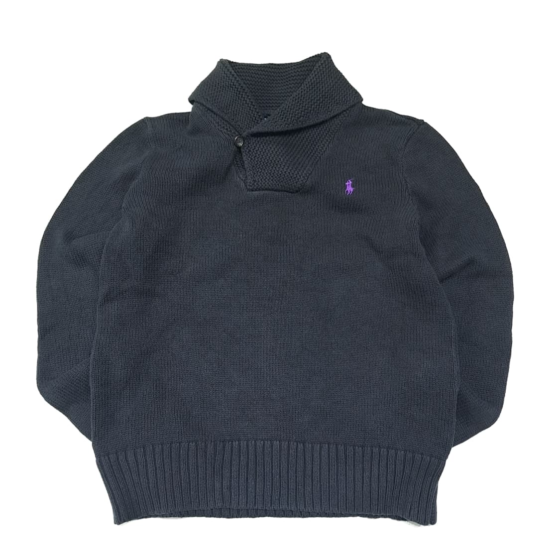 CL155 폴로스포츠 코튼 퍼플포니 블랙 숄카라 니트 스웨터 상품이미지1