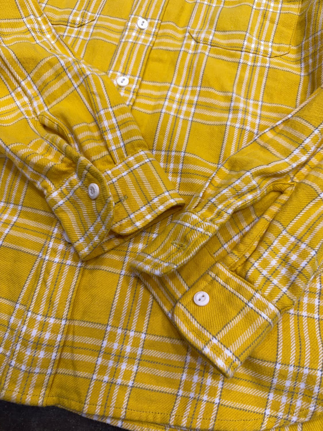 리바이스 헤비코튼 캐쥬얼 투포켓 셔츠 남방 옐로우 체크 M 상품이미지6