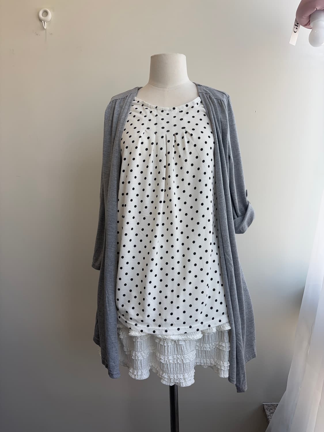 땡땡이 터크 가디건 레이어드 티셔츠 상품이미지8