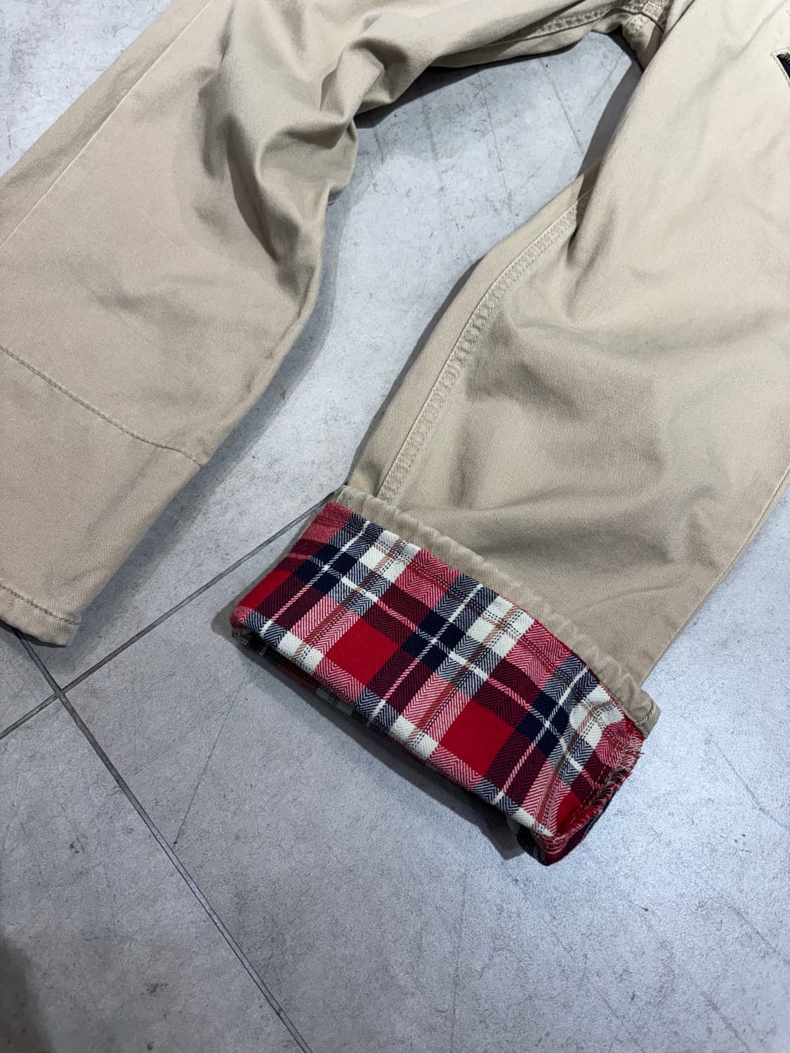 체크 레이어드 지퍼 디테일 와이드 팬츠 상품이미지5