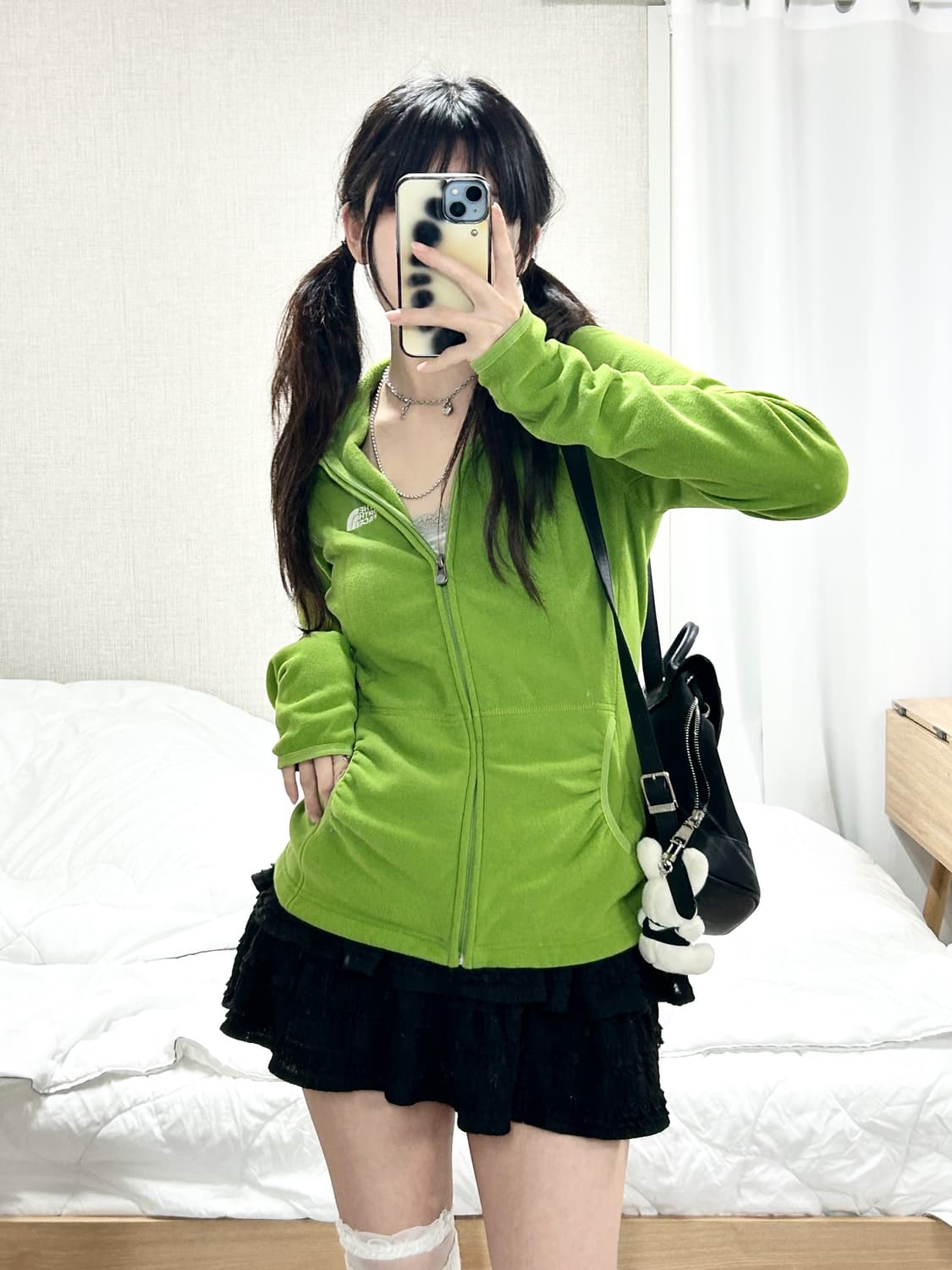 노스페이스 자수로고 연두 워머 후리스 상품이미지4