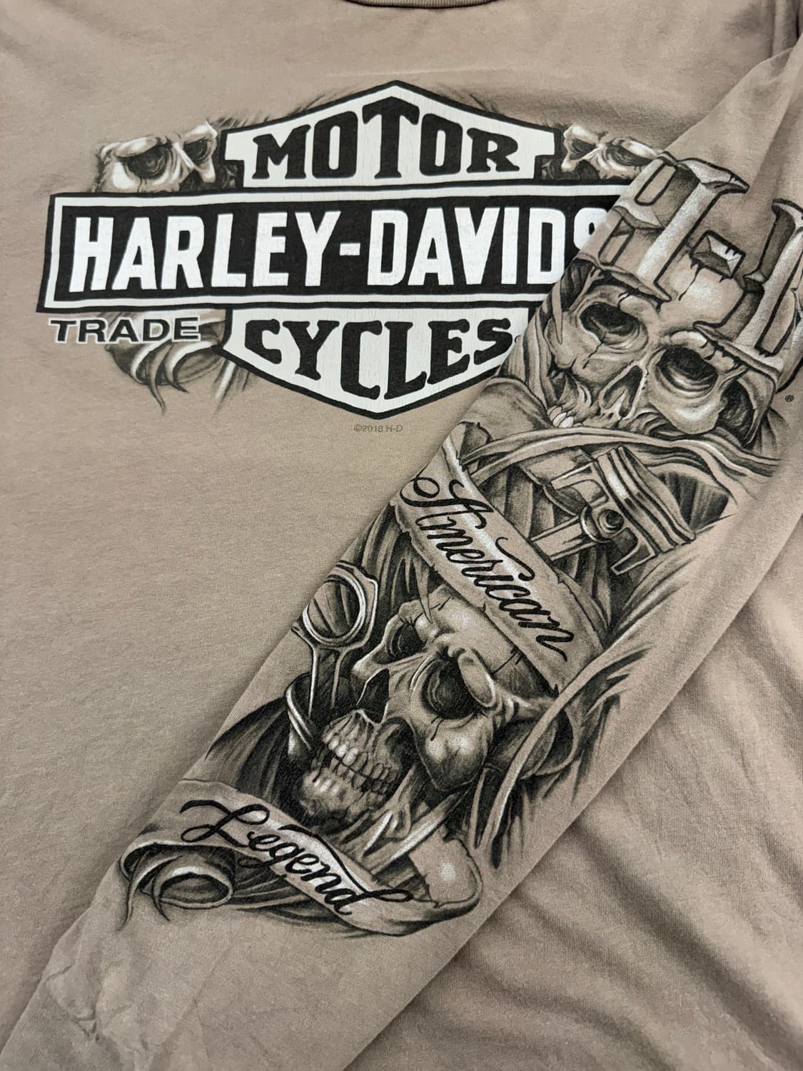 OS)할리데이비슨 빈티지 스컬 프린팅 롱슬리브 상품이미지5