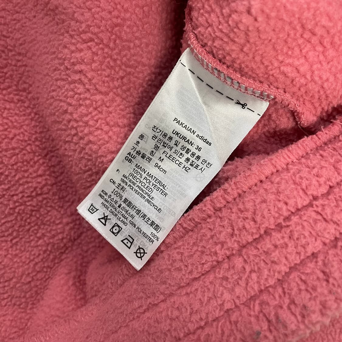 아디다스 오리지널 플리스 아노락 자켓 핑크 상품이미지5
