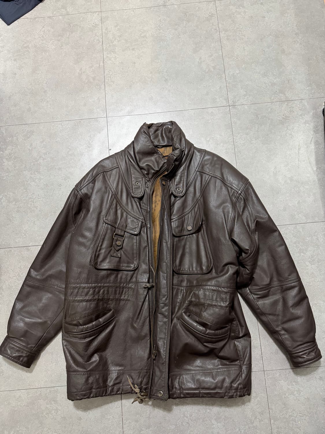  90s   브라운 컬러  소가죽   빈티지  헌팅    자켓  105s 상품이미지1